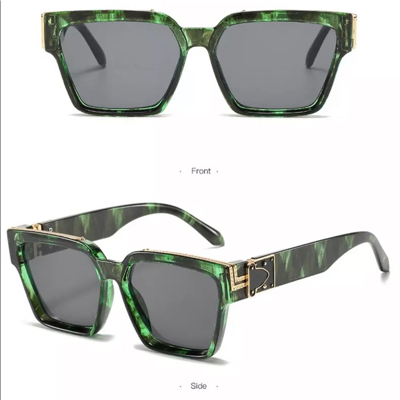 Luxury Brand Men Designer Square Frame Clear Lenses Glasses Gold Black - Picture 6 of 11